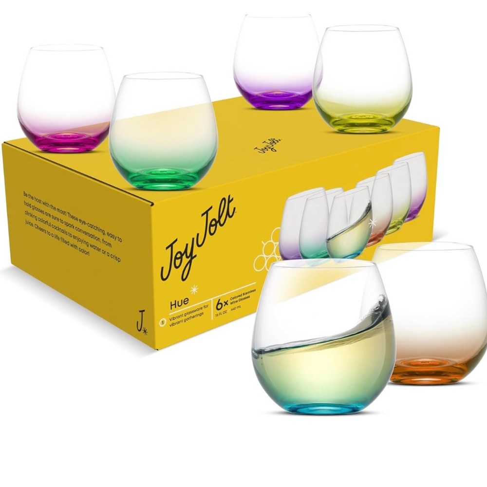 JoyJolt Hue Stemless Wine Glasses Set
